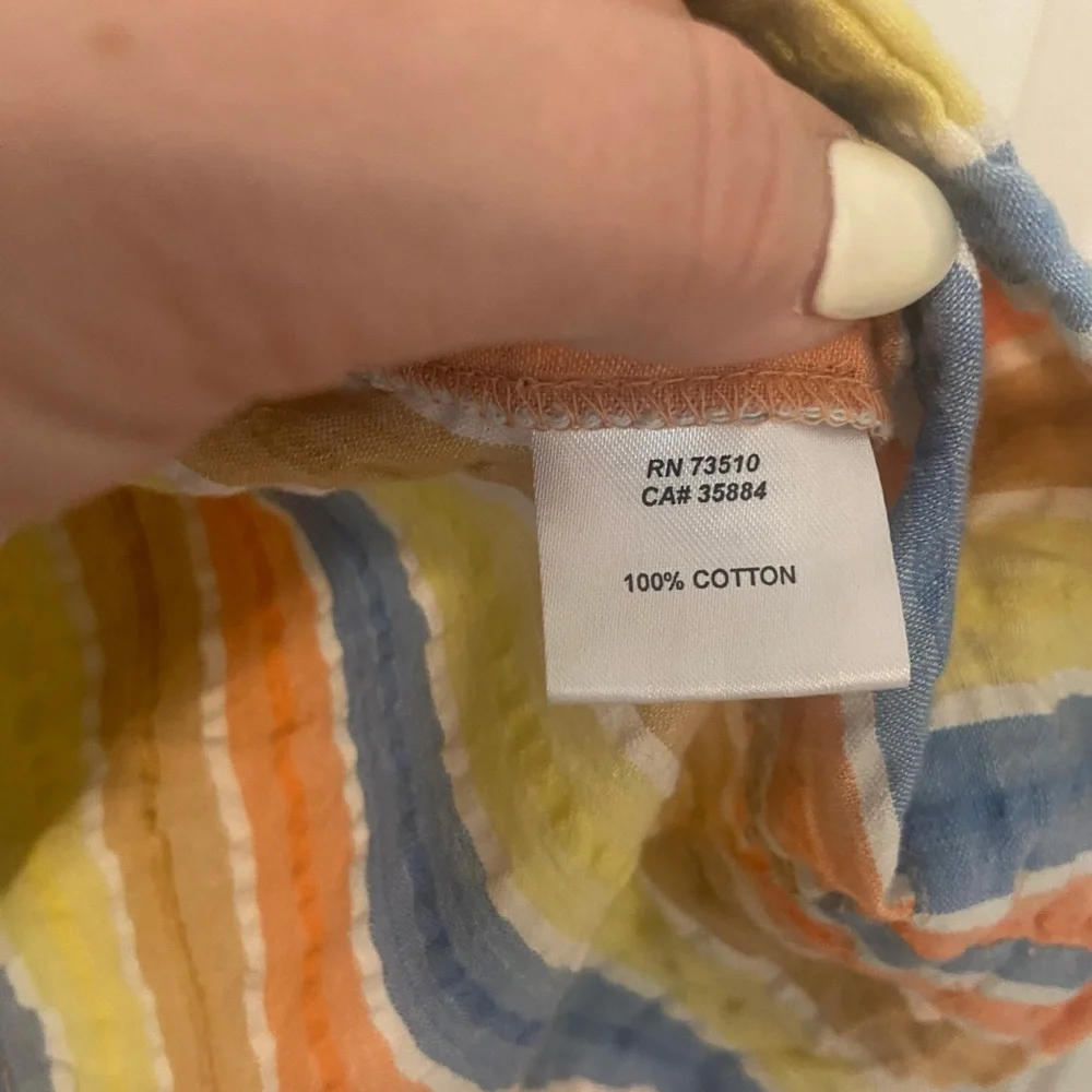Ivy Jane XS cotton colorful stripe embroidered cap sleeve boxy blouse - Picture 3 of 5